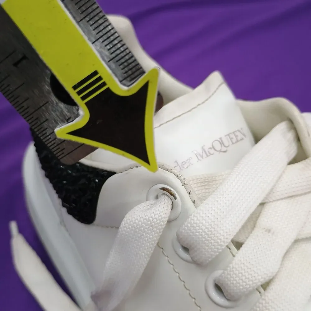 Alexander McQueen Oversized Sneaker in White/jet Black Crystal Embellished
